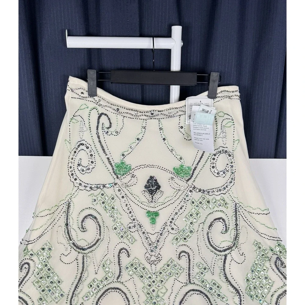 NEW - Vintage BASIL & MAUDE Skirt Beaded - Off White Color - Women's 12 - Read